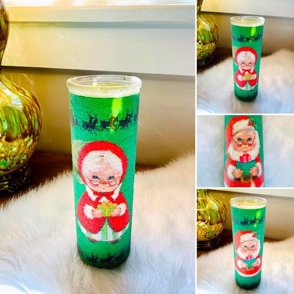 🦋2/$10 3/$15 4/$18 5/$20 Vintage 70s Glass Christmas Candle